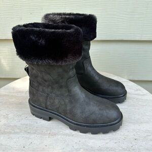 Women’s Faux Suede Fur H&M Winter Lined Mid Calf Boots NWT